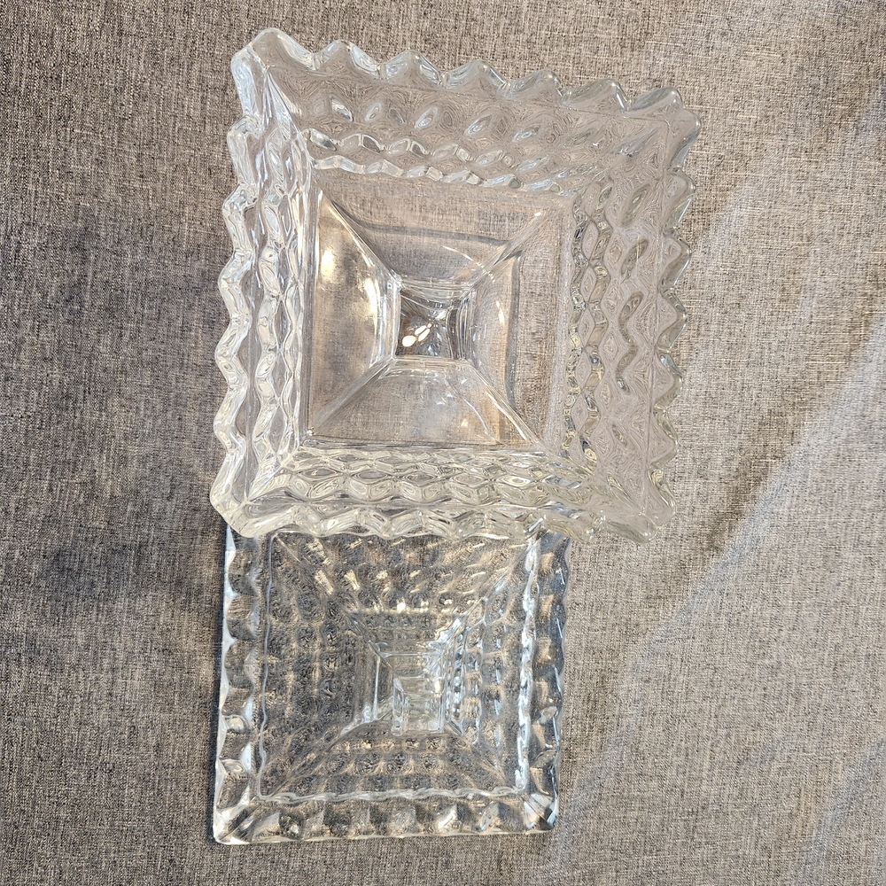VTG Fostoria American Clear Wedding Bowl With Lid /Candy Dish/Compote HEAVY! - Picture 12 of 16